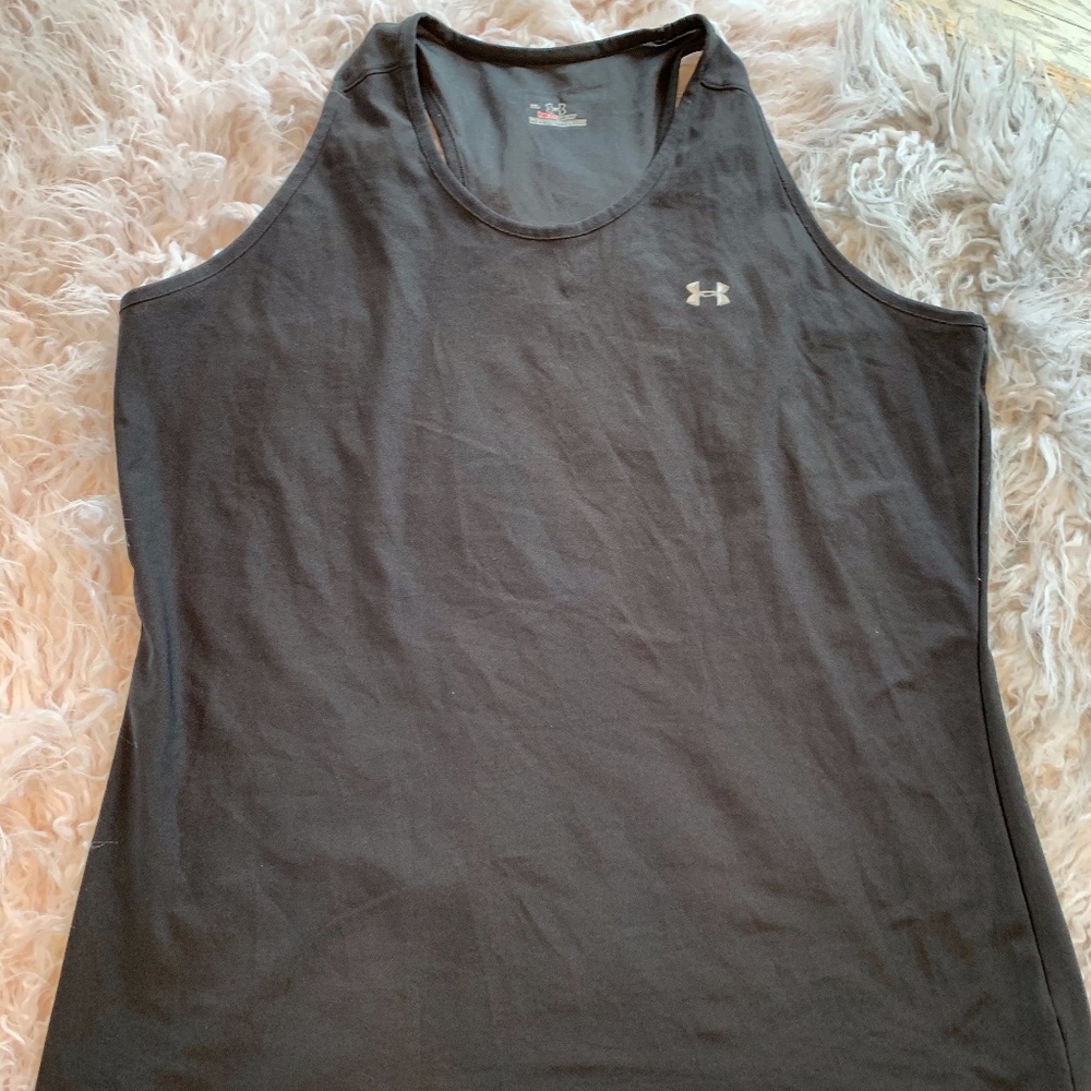 Under Armour Fitted Black Racer Back Tank Top XL